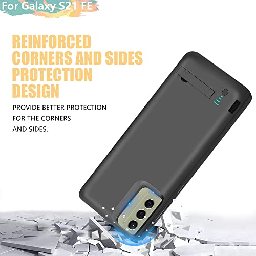 Battery Case for Samsung Galaxy S21 FE 5G, 5000mAh Rechargeable Extended Battery Charging Charger Case, Add 100% Extra Juice (6.4 Inches) Black