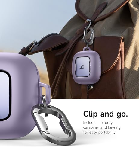 SURITCH for Beats Powerbeats Pro 2 Case Cover, Magnetic Locking Cases for Beats Powerbeats Pro 2 2025, Shockproof Bumper Protective Covers with Carabiner & Keyring & Cleaner Kit, Purple - color: Purple