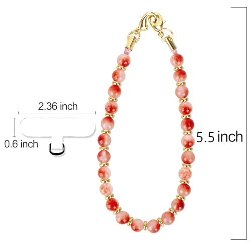 VICHUNHO Marble Beaded Phone Wrist Strap, Cellphone Lanyard with Tether Tab, Hands-Free Wristlet Bracelet - color: Pink Flower