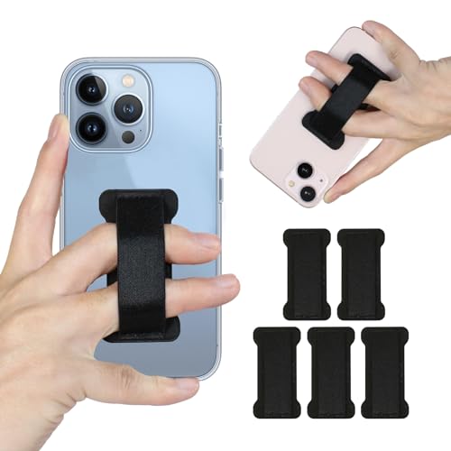 Cell Phone Finger Grip Strap Holder for Hand, Finger Strap Phone Holder, New Slim Finger Loop Selfie Grip Compatible with Most Smartphones - 5Pack(Black) - color: 5Black