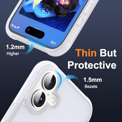 SKYLMW Compatible with iPhone 16 Case with Stand,Translucent | iPhone 16 Phone Case 6.1",Magnetic Ring Stand,Compatible with MagSafe,Military-Grade Protection,Great Grip Feeling - color: Translucent, size: Iphone 16