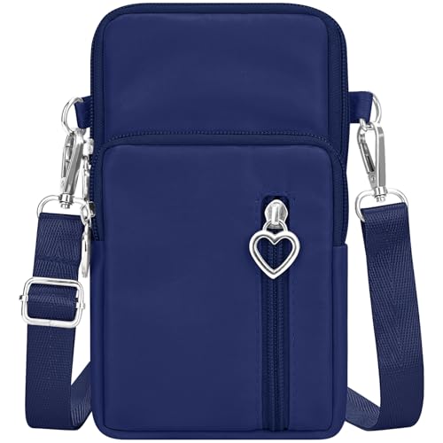 YINHEXI Small Crossbody Bags for Women Trendy, Mini Triple Compartment Cell Phone Crossbody Wallet Purses - color: Dark Blue-2
