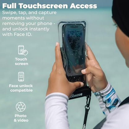 SEAWAG Waterproof Phone Pouch that Cannot Sink, IPX8 Floating Foam Case up to 7.5in PRO Underwater Dry Bag for iPhone & Samsung, Touchscreen, Lanyard, Snorkeling Boating Black