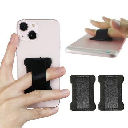 Finger Strap Phone Holder - Universal Cell Phone Grips (Black) - 2PC - color: Black