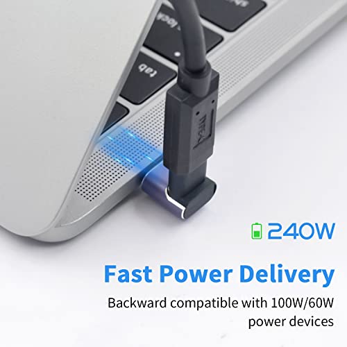 Poyiccot 90 Degree USB C Adapter 40Gbps, PD 240W, Male to Female USB C Extender, LED Light for iPad, MacBook, Phone, 2pcs - size: usb c adapter male to female up angle with LED