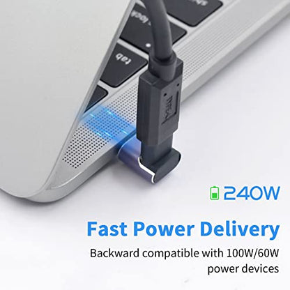 Poyiccot 90 Degree USB C Adapter 40Gbps, PD 240W, Male to Female USB C Extender, LED Light for iPad, MacBook, Phone, 2pcs - size: usb c adapter male to female up angle with LED