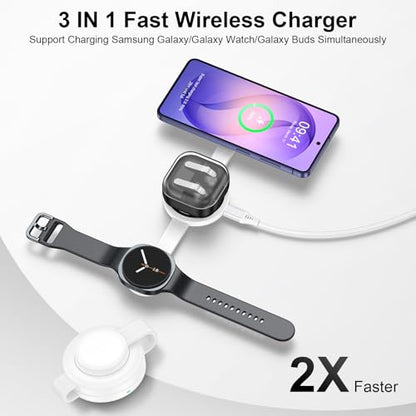 Samsung 3 in 1 Wireless Charger Station, Foldable Fast Charging Pad Galaxy - color: Wireless Charger White