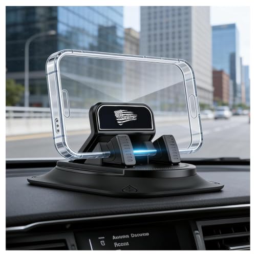 Car Dashboard Phone Holder with Land of Free,360° Rotatable Car Phone Holder Mount with Strong Self‑Adhesive,Universal Anti‑Slip Cell Phones Cars Mount for Horizontal & Vertical Place - color: Flag