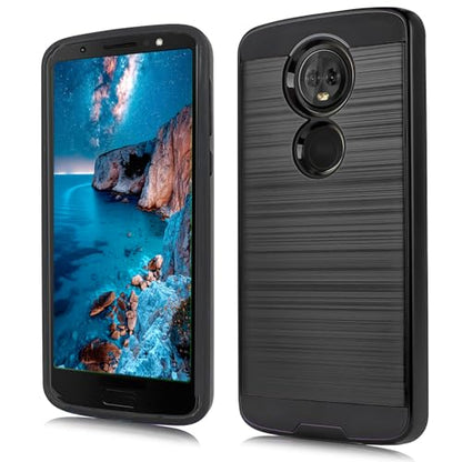 NEM Case Compatible with Moto G7 Power/Motorola G7 Supra/XT1955/Moto E5 Plus/XT1922/E5 Supra - Shockproof Brushed Case (Black) - color: Black