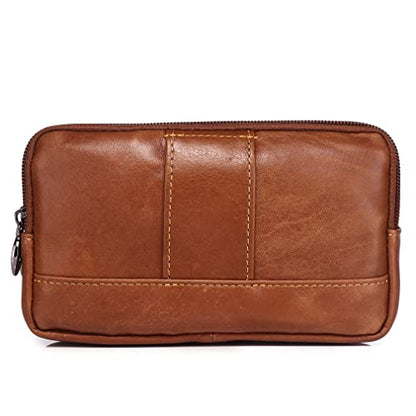 Leather Phone Belt Bag Holster Pouch for Men Loop Flip Coin Purse Case Cell Phone Waist Pack Pouch Case - color: #03brown