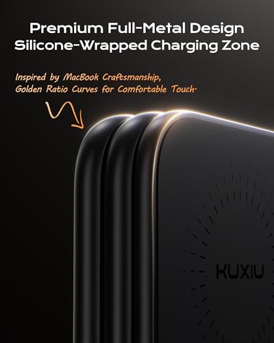 KU XIU Qi2.2 25W Magnetic Wireless Charger, Foldable 3 in 1 Travel Charging Station for iPhone 17/16/15/14/13/12, 5W for Apple Watch & AirPods, Aluminum Alloy Design, 45W GaN Adapter Included, Black - color: Black
