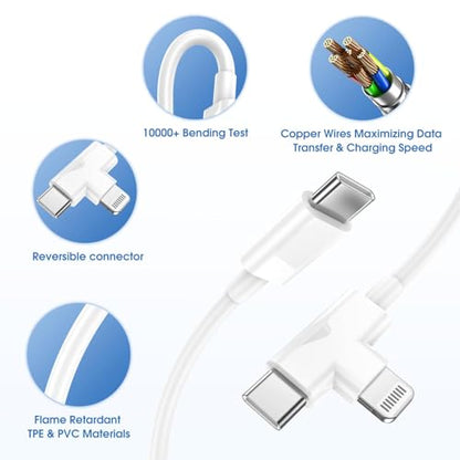 30W USB C Charger 2 Pack with 6FT 2-in-1 USB C & Lightning Cable