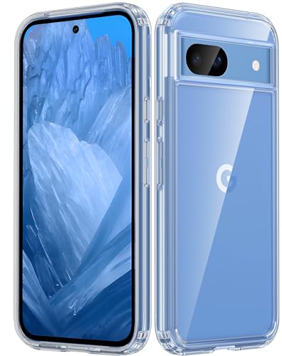 FNTCASE for Google Pixel 8a Case Clear Anti Yellowing | Military Grade Drop Protection Cell Cover, Rugged Shockproof Protective Bumper, Transparent Cases - color: B-Clear, size: for Google Pixel 8a (6.1 inch)