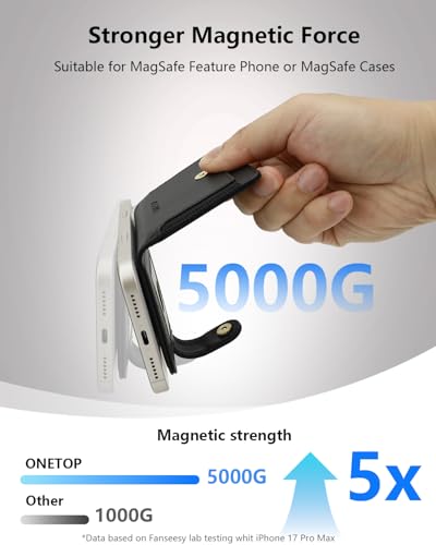 ONETOP for MagSafe Wallet,Magnetic Phone Wallet with 5 Card Slots,Black | 1-12 Cards/Cash Holder for iPhone 17/16/15/14/13/12 Series,Detachable Wallet Stick-On Back,PU Leather RFID Blocking Kickstand - color: Black