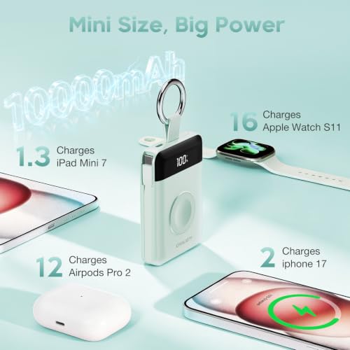 10000mAh Portable Charger,22.5W Power Bank& iWatch Charger,Green - color: Green, size: 10000mAh