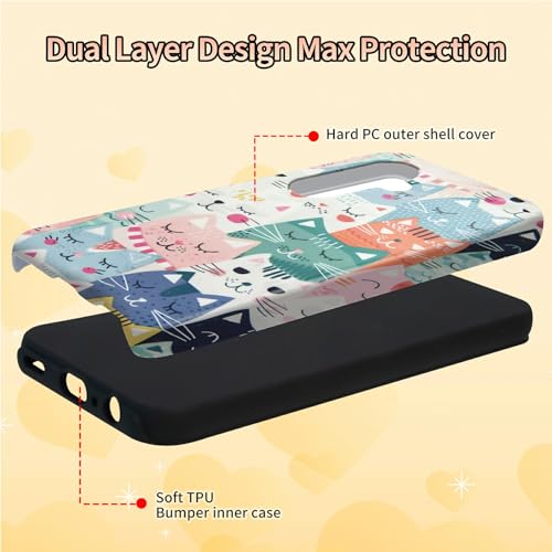 Cartoon Cats Phone Case for Samsung Galaxy S25, Dual Layer Shockproof Rugged Cover with Soft TPU + Hard PC, Anti-Scratch Slim Fit Wireless Charging Compatible - color: Cartoon Cats, size: 6.2" Galaxy S25