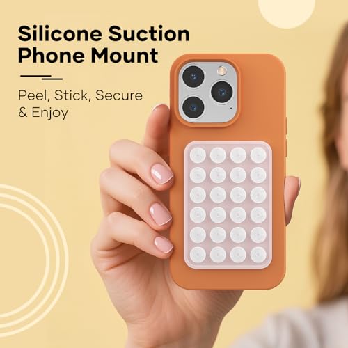 Silicone Phone Sticky Grip, Suction Phone Case Mount for iPhone and Android, Hands-Free Sticky Cell Phone Grip, Mobile Fidget Mirror Holder for Selfies and Videos - color: Ghostly Gossamer（Translucent）