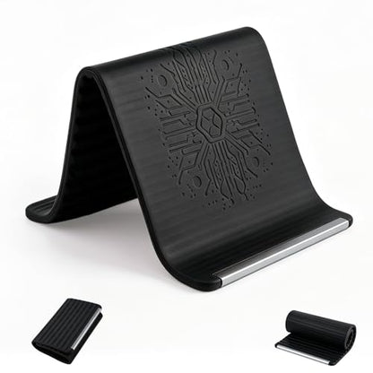Portable Foldable Silicone Aluminum Phone Holder, Upgrade Flexible Silicone Phone Stand, Adjustable Anti-Slip Desktop Mount for Home Office Travel, Folded into Any Shape (Black) - color: Black