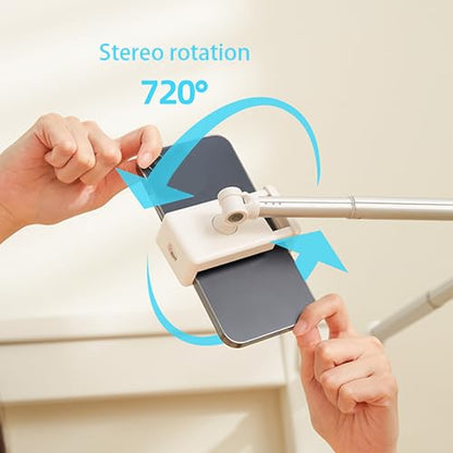 Phone Holder for Bed, Flexible Muti Angle Height Adjustable Metal Overhead Desk Phone Mount Universal 360° Lazy Long Arm Clamp Phone Mount for Table Bedside Bedframe