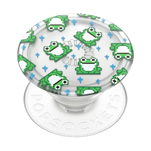 PopSockets Adhesive Phone Grip, Holder, Phone Stand, Plant-based - Translucent 8 Bit Frogs - color: 8 Bit Frogs, style: Adhesive