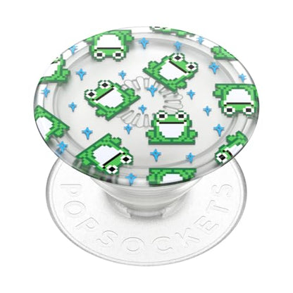 PopSockets Adhesive Phone Grip, Holder, Phone Stand, Plant-based - Translucent 8 Bit Frogs - color: 8 Bit Frogs, style: Adhesive