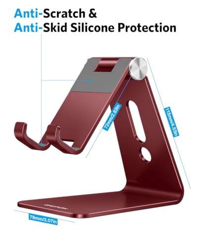 OMOTON C2 Adjustable Cell Phone Stand with Charging Cutout, Cherry Red - color: Cherry Red
