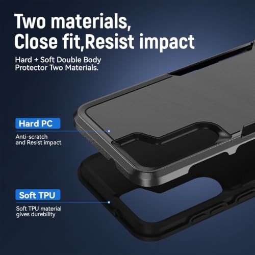 for Samsung Galaxy S23 Case with HD Screen Protector, Dual Layer Military Grade Drop Tested, Heavy Duty Rugged Shockproof Non-Slip Outdoor Protective Cover, Black - color: Black