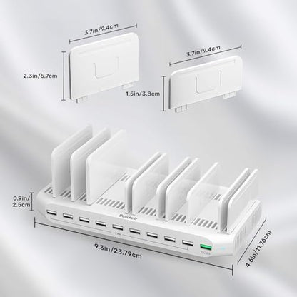 SUIDEK 10 Ports Multiple Device USB Fast Charging Station with QC 3.0 Port