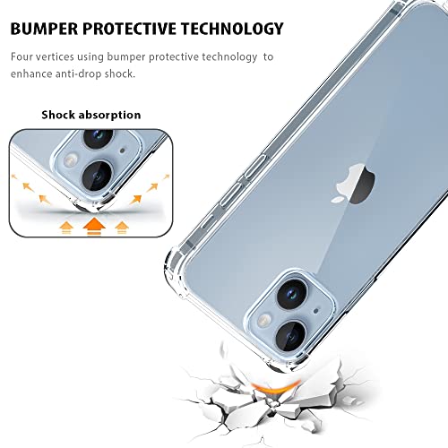 Case for iPhone 14 Shockproof Protective Cover with Adjustable Lanyard Strap Soft Transparent TPU Anti-Scratch Anti-Yellowing Clear Shock Absorption Phone Case 6.1 inch - Rose - size: for iPhone 14