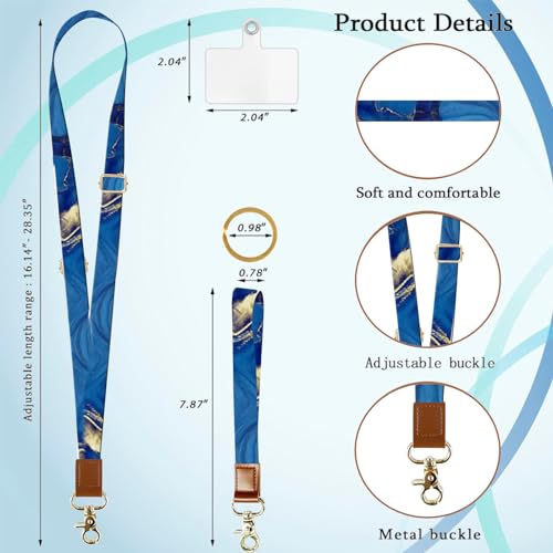 Phone Lanyard Wrist Strap Crossbody Adjustable, Cell Phone Lanyard for Around The Neck Shoulder Wristlet Strap - color: Blue Marble