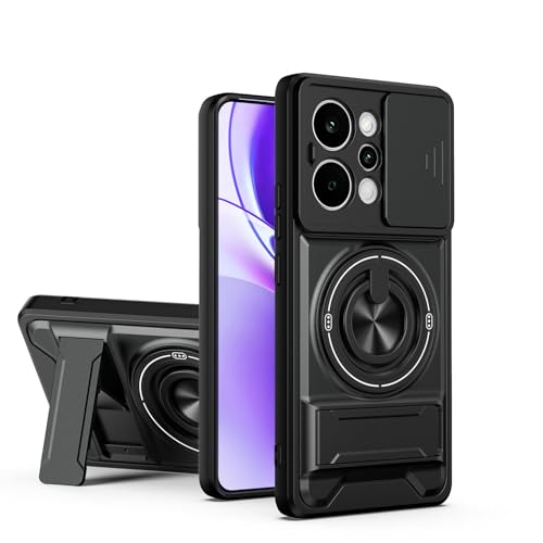 Compatible with Realme P4 Power 5G Case Cover,Compatible with Realme P4 Power 5G RMX5107 with Slide Camera Cover Phone Stand Protective Case Black - color: Black, size: Compatible with Realme P4 Power 5G