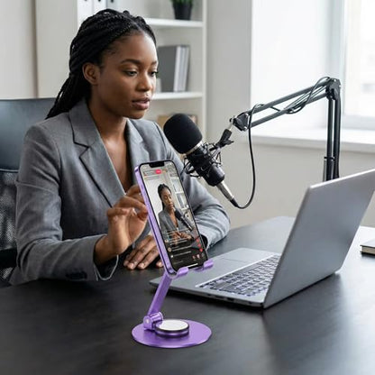 Universal Metal Cell Phone Stand, Multi-Angel Adjustable 360° Rotation Non-Slip Metal Phone Stents(Starry Sky Purple) - color: Starry Sky Purple