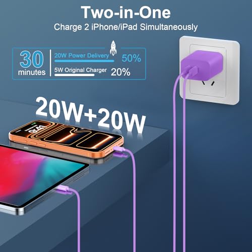 Phone 17 16 15 Charger USB C Wall Charger Block with 10FT USB C Fast Charging Cable for Phone 17 16 15/16 15 Plus/16 15 Pro/17 16 15 Pro Max - color: purple, size: 10 Feet