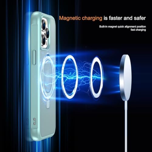 CHAOFEnG Magnetic Compatible with iPhone 15 Pro Case with Stand [Military Grade Drop Tested][Compatible with Magnet] Ring Translucent Slim Hard Back Soft Edge, Teal Green - color: Teal Green, size: iPhone 15 Pro
