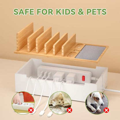 Pezin Hulin Multi Devices Charging Station - Natural +White - color: Natural+White