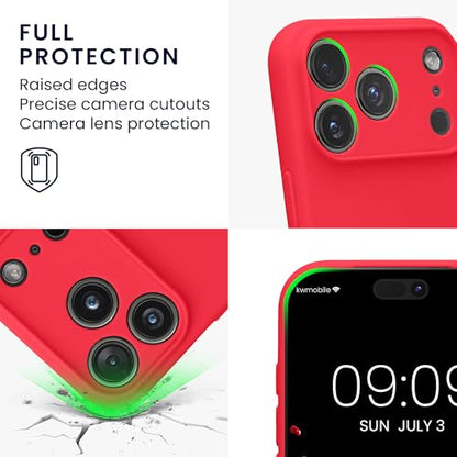 kwmobile Case Compatible with Apple iPhone 17 Pro Case - Protective Slim TPU Phone Cover - Soft Matte Finish - Neon Pink - color: neon pink, size: iPhone 17 Pro