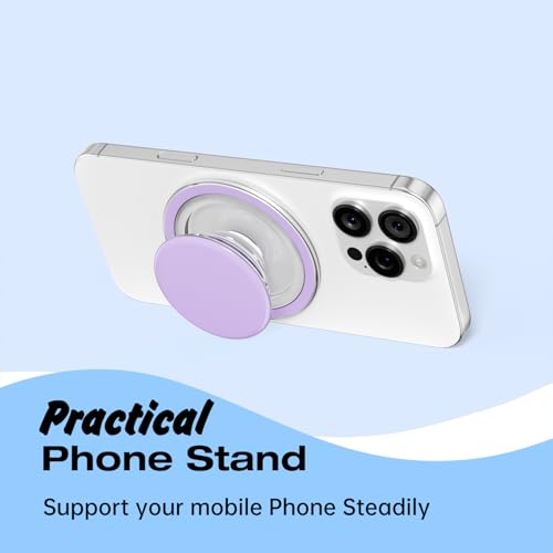 Svanove Magnetic Cell Phone Grip Compatible with Magsafe, Collapsible Phone Stand Holder Round Expanding Kickstand for iPhone Samsung Mobile Phones, Cute Soft Silicone Glossy Jelly, Purple Lavender - color: Purple, style: Magnetic