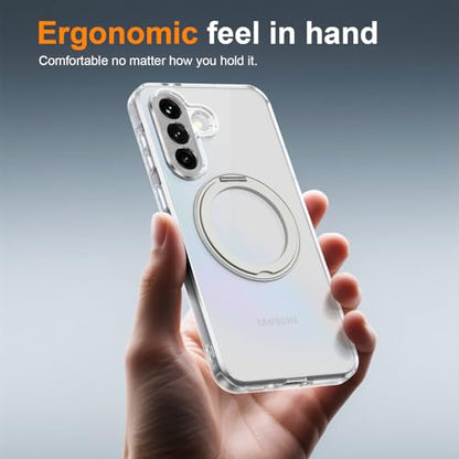 Case for Samsung Galaxy A37 5G Phone 2026 | Rotating Stand | Non-Yellowing Transparent Clear | Wireless Charging | Shockproof Protection (Clear) - color: Clear, size: A37