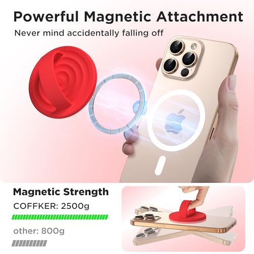 Magnetic Phone Grip for MagSafe, Silicone Ring Grip, Red - color: Red