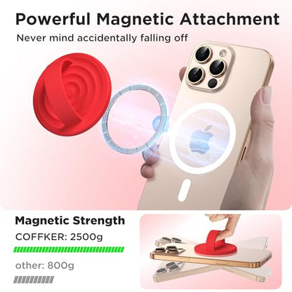 Magnetic Phone Grip for MagSafe, Silicone Ring Grip, Red - color: Red