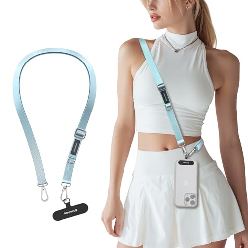 SWITCHEASY 20mm Adjustable Crossbody Phone Strap Compatible with Most Phones, Anti-Theft & Ant-Drop, Hands Free for Phone Lanyard Crossbody with Strap Card Phone Tether Tab - EasyStrap (Aquamarine) - color: Aquamarine, size: 20mm