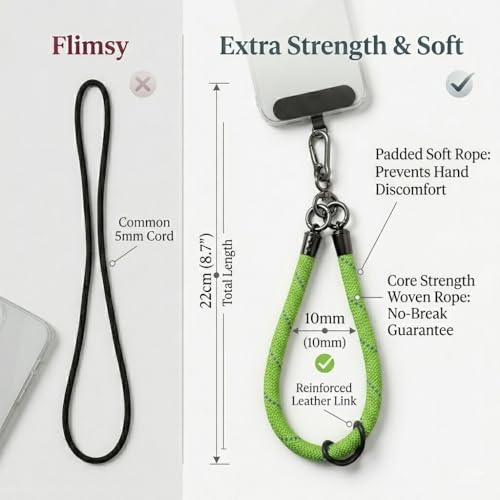 Phone Lanyard Wrist Strap Soft Rope Phone Strap Wrist Lanyard Heavy Duty - color: Green/Blue