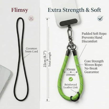 Phone Lanyard Wrist Strap Soft Rope Phone Strap Wrist Lanyard Heavy Duty - color: Green/Blue