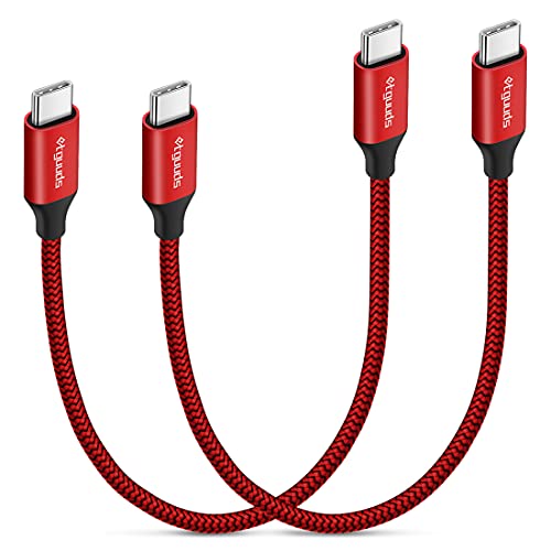 etguuds USB C to USB C Cable 1ft, 2-Pack 60W C to C Cable Fast Charging - color: Red, size: 1ft