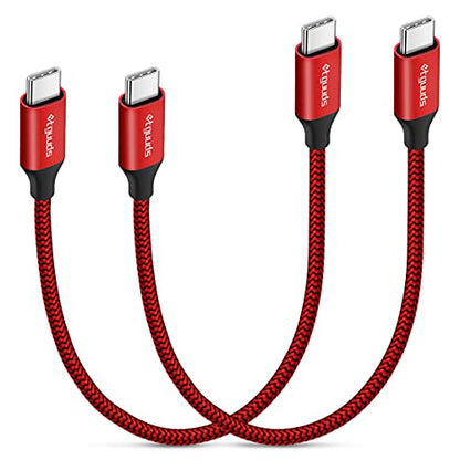 etguuds USB C to USB C Cable 1ft, 2-Pack 60W C to C Cable Fast Charging - color: Red, size: 1ft