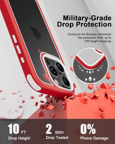 Mobnano Compatible with iPhone 15 Pro Max Case, with Multicolor Protective Shockproof Bumpers, Crystal Clear Back Not Yellowing Anti-Scratch Hard PC Back & Soft Silicone TPU Frame Cover - Red/White - color: Red/White, size: iPhone 15 Pro Max