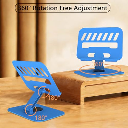 Metal Tablet Stand Holder Adjustable for iPad Kindle Tab, Blue - color: Blue