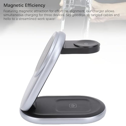 Wireless Charging Station 3 in 1 Magnetic Foldable Stand 15W Fast Charger for Phone Watch Earbuds