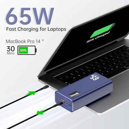 PSOOO Power Bank 65W 27000mAh Laptop Battery Pack - color: Blue