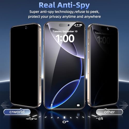 WHPXJY for iPhone 17/ iPhone 16 Pro 6.9 inch with 4 Pack Privacy Tempered Glass Screen Protector – Anti-Spy, Anti-Scratch, Easy Installation, Shock Proof& Face ID Compatible - size: iPhone 16 Pro -6.3Inch